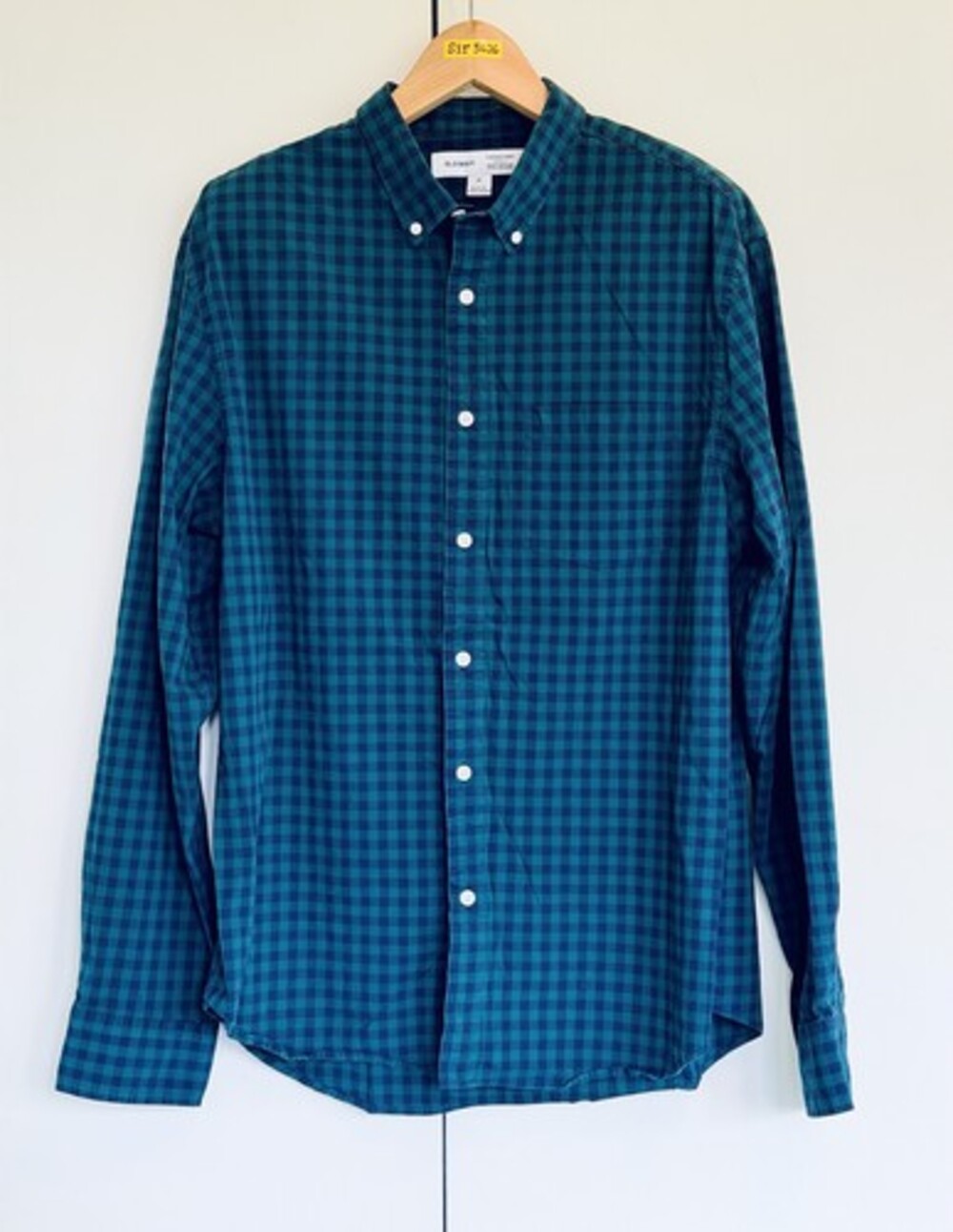 Old Navy Men's Everyday Shirt XL Blue Plaid Slim Fit Button-Down